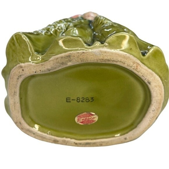 Rare Vintage Enesco Ceramic Planter Lady Figurine Green Dress Japan E-8283 - Picture 6 of 6